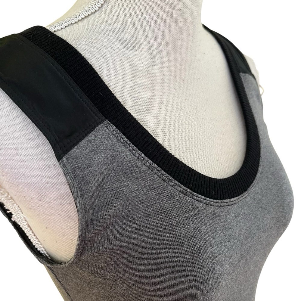 Theory Gray and Black Sleeveless Aline Mixed Fabric Mini Dress 4 - Picture 7 of 16